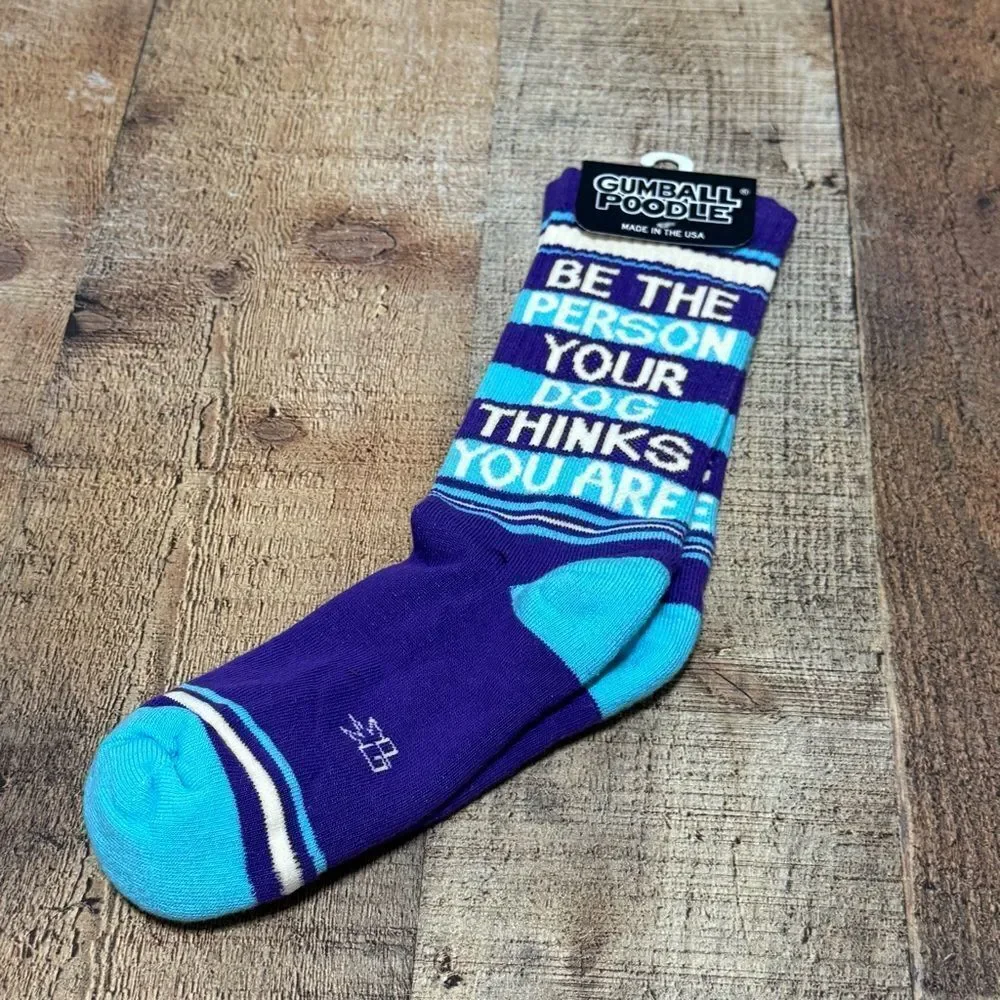 Gumball Poodle Novelty Gift Crew Socks “be the person your dog thinks you are”